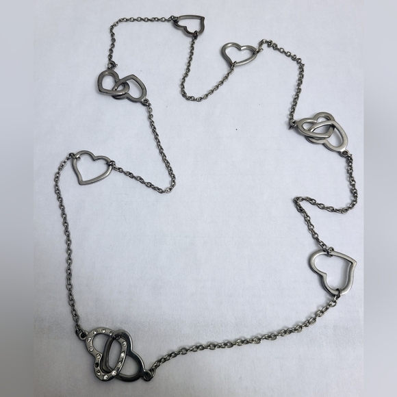 Valentine's Day Silver Metal Heart Chain Necklace - Picture 2 of 2